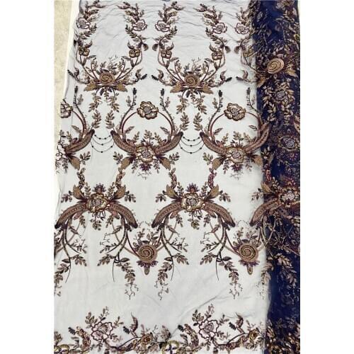 Beaded lace fabric Top grade embroidered lace fabric Fashionable SYJ-1088818 for wedding dress