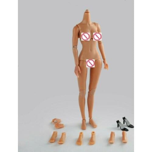 1:6 Scale Female Body Model Wheat Skin Rubber Chest 12'' Action Figure Soldier Body Model Collectible