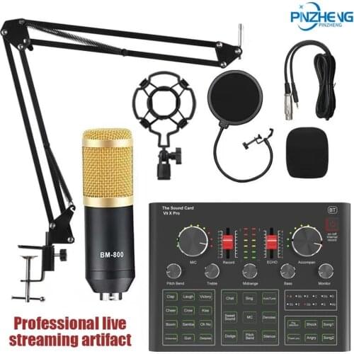 Микрофон BM 800 Condenser Microphone Studio Recording Kits BM800 Karaoke Microphone For Phone PC BM 800 Mic Stand Phantom Power