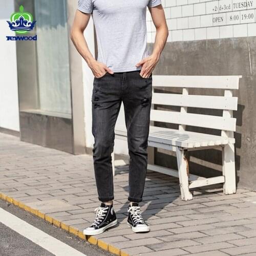 2021 Spring Autumn New Hole Jeans Men Fashion Hip Hop Streetwear Retro dark gray Denim Pants Plus Size Jeans 28-38