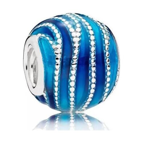 Pandach Genuine 925 Sterling Silver Wild Blue Vortex Charm Suitable for Original Bracelets Beads DIY Jewelry For Women S1511