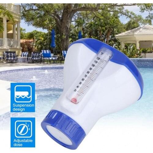 Floating Chemical Chlorine Dispenser With Thermometer For Swimming Pool Cleaner Pipes Automatic Cleaning Water Disinfection