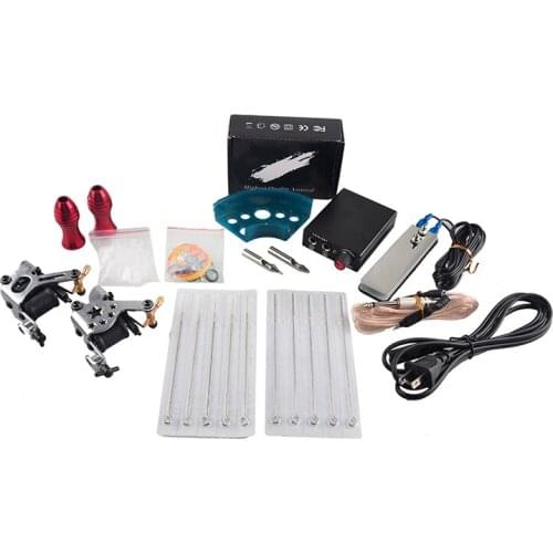 Complete Tattoo Machine Kit Set 2 Coil Holster Power Tattoo Beginner Grip Kit Accessories Permanent Makeup