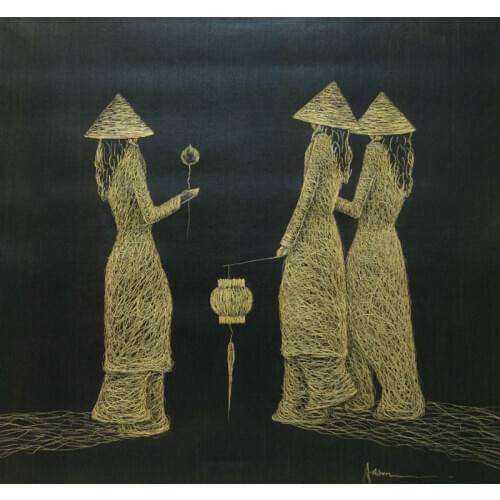 Hand painted Vietnam Lady Abstract Oil Painting on Canvas Wall Art Picture Home Decor High quality Modern Painting