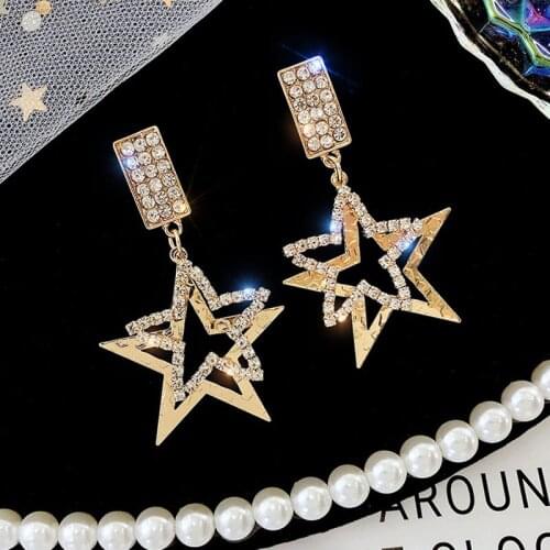 Five-pointed Star Diamond Earrings Korea Korean Decorations Pentagram Womens Earrings Pendant Earring Gifts for Women Earrings