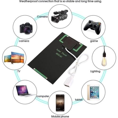 5W 5V Solar Panel Battery Charger DIY Solar Module with USB Port Portable Outdoor Solar Charging Board for Mobile Phones