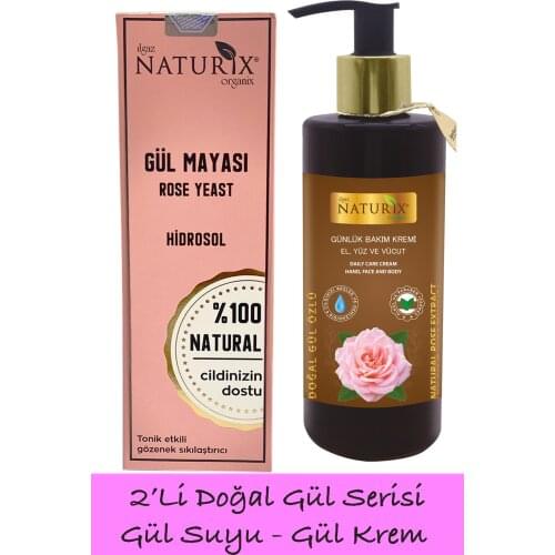 Naturix Tonic Effective Herbal Rose Water Rose Yeast + Cored Rose Hand Face Moisturizing Body Cream 250 Ml