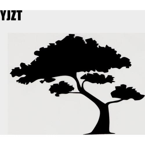 YJZT 13.6CM×10.3CM Bonsai Tree Nature Plants Vinyl Car Window Sticker Decal Black/Silver 18B-0091