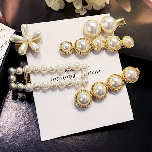 Baroque Pearl Hair Clip Vintage Rhinestone Headwear Women Bangs Clips Clamp Hairpins Hair Accessories Jewelry Styling Tool