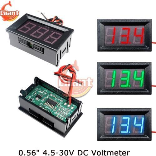0.56" 4.5-30V DC Voltmeter Mini Digital Voltmeter LED Panel Volt Monitor Tester Voltage Meter Gauge For Motorcycle Car Auto 5V