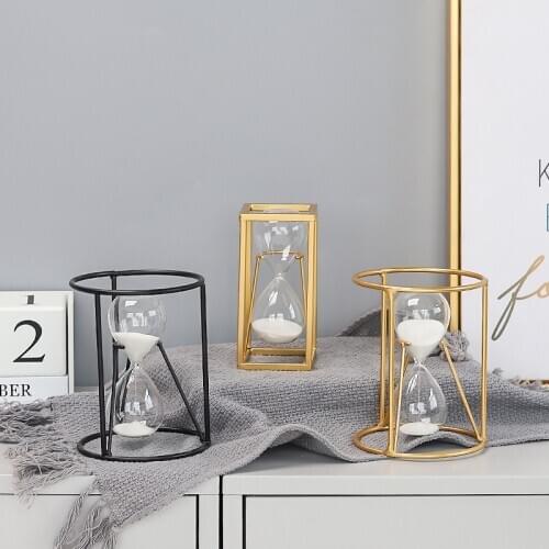 High Quality European Style Simple Metal Timer Hourglass Creative Home Decoration Gift Ornaments Multifuctional Hourglass LD424