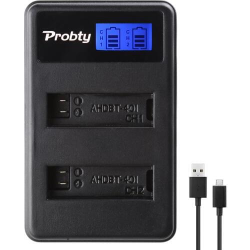 Probty AHDBT-401 AHDBT 401 LCD USB Dual Battery Charger For GoPro go pro GoPro4 HD Hero 4 Hero4