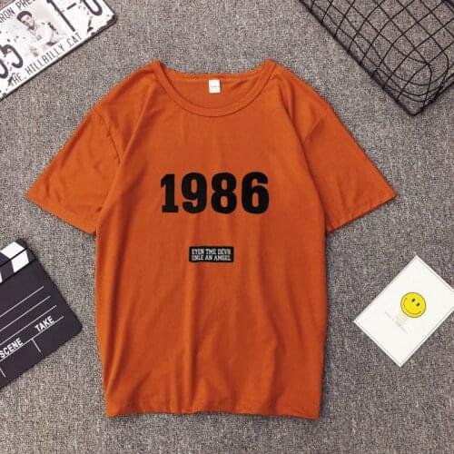 Woman T-shirt Fashionable Numbers Letters Printing Short Sleeve O-Neck Female T-shirt Casual Loose Tops for Women 2019 New Style