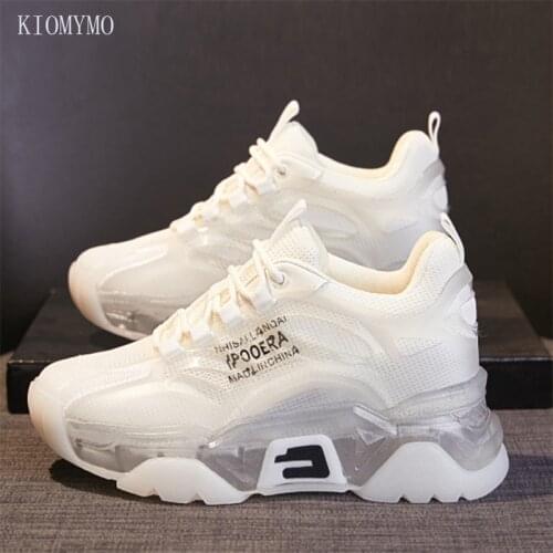 Womens Shoes 2021 Summer And Autumn Sports Casual Shoes White Shoes Running Breathable Mesh Thick-Soled Coconut Shoes Women