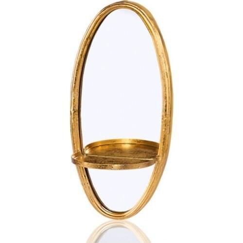 Porio Gold Mirrored Wall Candle Holder
