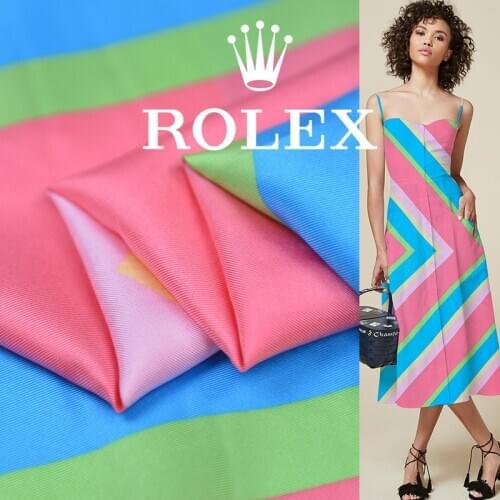 100% Mulberry silk fabric natural material rainbow print dress silk twill fabric wholesale silk cloth