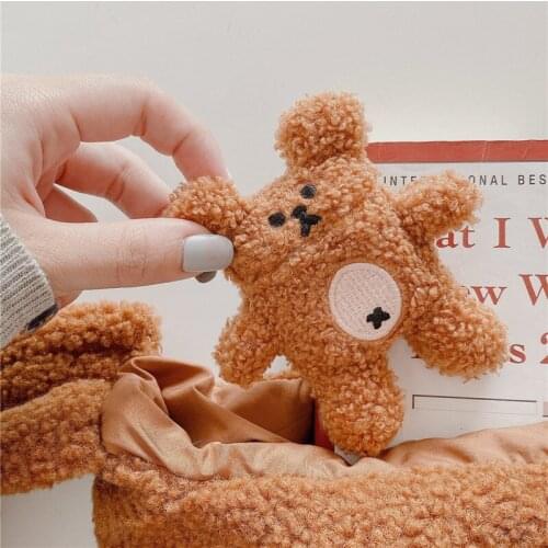 2021 New cute cartoon plush bear Bluetooth headset protection box, suitable for charging box with Airpods 1 2 i9000MAX