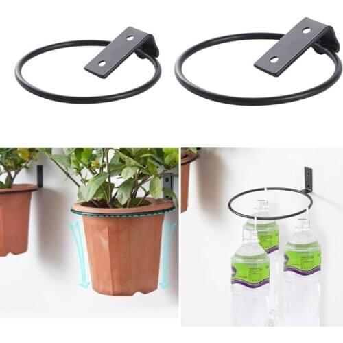 3 Pack 4/6 Inch Plant Holder Ring Flower Pot Holder Ring Wall Mounted Wall Planter Hook for Herb Plant Collapsible Black