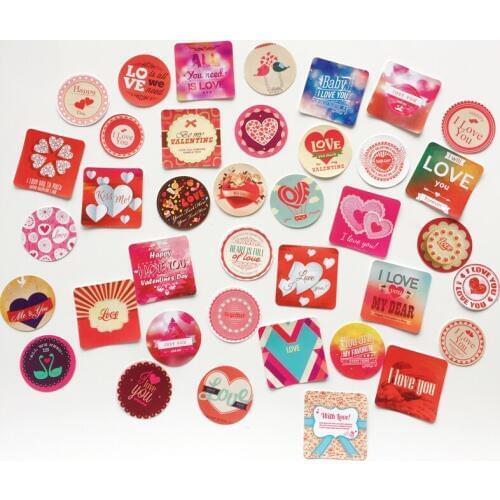 38pcs /Pack Romantic Kiss Love Paper Stickers Bakery DIY Decorative Sealing Paste Stick Label
