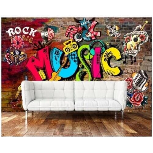3d wallpaper custom photo mural Vintage nostalgic wall painted graffiti MUSIC bar room 3d wall mural wallpaper for walls 3 d