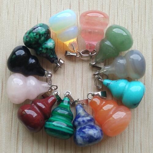 50pcs/lot Wholesale fashion good quality mixed natural stone gourd shape charms pendants for jewelry making free shipping
