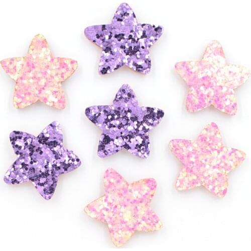 40Pcs Glitter Leather Padded Patches Star Shape Applique for Craft/Clothes/Hairpin DIY Scrapbooking Accessories K63