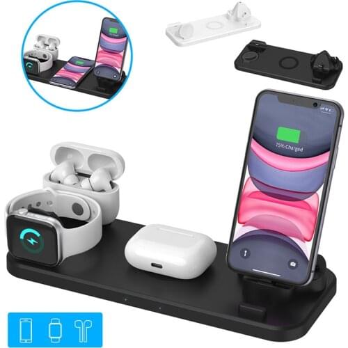 3 IN 1 QI Fast Wireless Charger Dock for iPhone 11 Pro Max for Apple Watch iWatch 1 2 3 4 5 Airpods Charger Holder