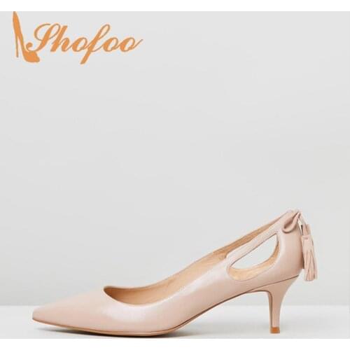 Nude Black Fringe Thin Kitten Heels Sandals Woman Pointed Toe Slip On Large Size 11 15 For Office Ladies Shoes Fashion Casual