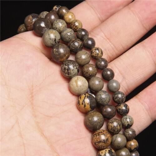 Natural Stone Beads Jaspers LeopardSkin Stone Bead 15" Strand 6/8/10mm Pick Size For Muslim Prayer Rosary Making Accessories DIY