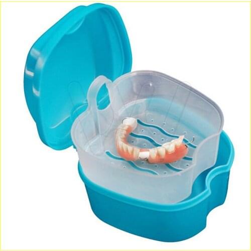Denture Bath Box Case Dental False Teeth Storage Box with Hanging Net