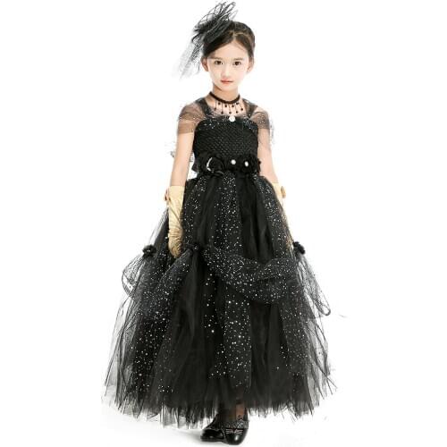 Black Lolita Flower Kids Girls Dresses Christmas Halloween Costumes Baby Girls Clothes Children Baby Girls Tutu Dresses Birthday