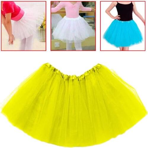 Girl Kid Tutu Skirt Party Dance Petticoat Ballet Fancy Halloween Tulle Dancing Dress Up Elastic Waist Girls Kids Yellow