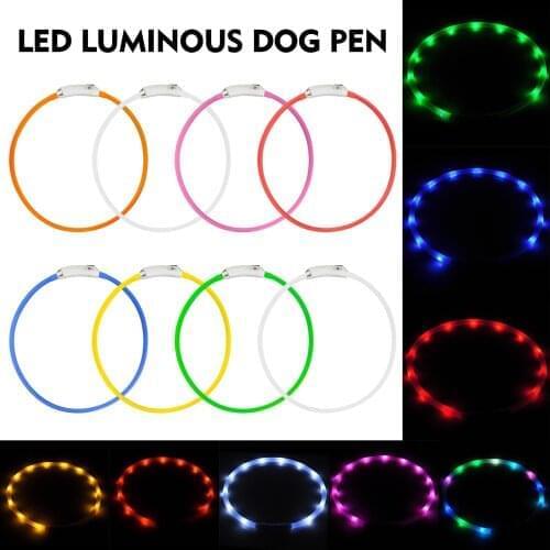 Pet Dogs Cats LED Light Collars Rechargeable Flashing Night Dog Collars USB Luminous Collar Pet Neck Decoration Glowing In Dark