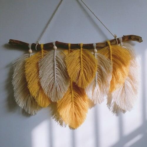 50*35cm Ins Moroccan Tapestry Wall Hanging Leaves Shape Farmhouse Decor Cotton Rope Hand-Wovening Macrmae Boho Home Decoration