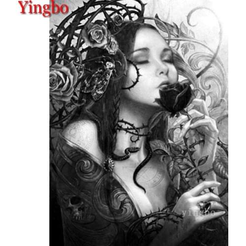 Halloween woman black rose Diy diamond painting diamond Embroidery kit diamond mosaic Full Square Round Drill Rhinestone decor
