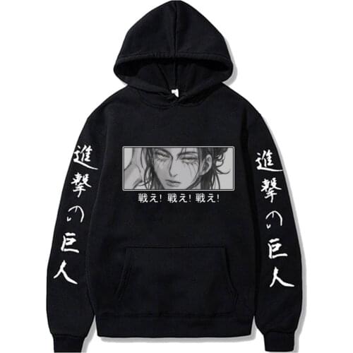 Harajuku Anime Attack on Titan Hoodies Eren Yeager Eyes Sweatshirt Streetwear Pullovers Tops