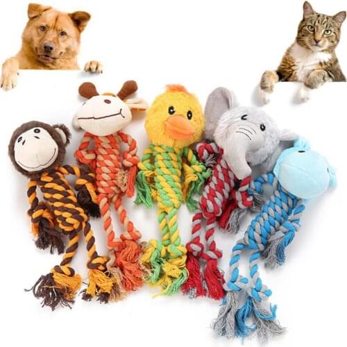 Animals Toy Shape Sounder Cotton Rope Plush Doll Pet Dog Cute Cat Toys Kitten Chewing Scratching Toy