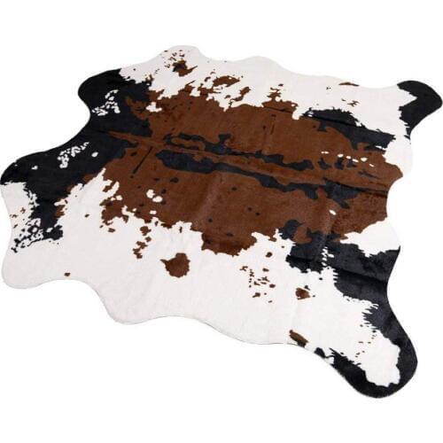Cowhide Rug Non-Slip Faux Fur Rug Faux Cowhide Print Mat for Living Room Bedroom Office Chair Sofa