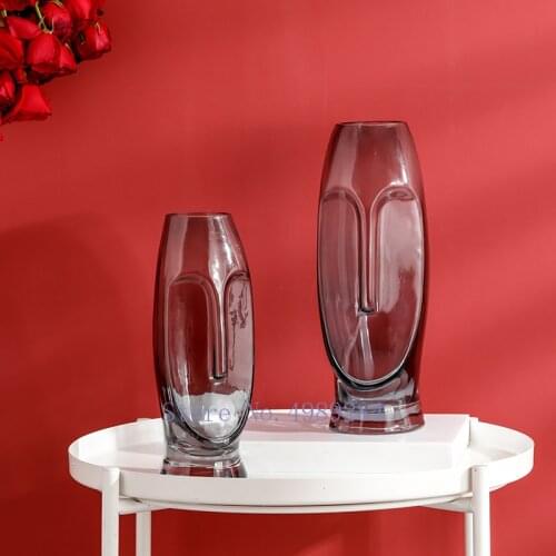 Creativity Glass Vase Abstract Human Face Glass Transparent Modern Home Decoration Hydroponics Handicraft Furnishings Vases