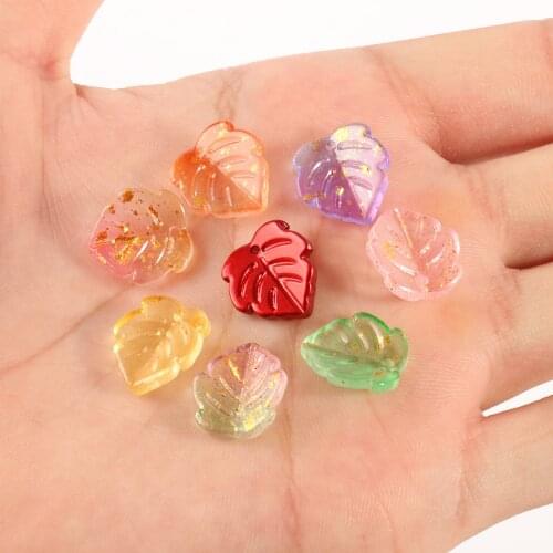Leaf Shape Translucent Multiple Colors Lampwork Beads Glass Beads for DIY Bracelet Jewelry Making Accessories 14x15mm 20pcs/lot