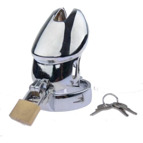 Male Chastity Device Stainless Steel Anti Off Version Short Paragraph Penis Lock Restraint Sex Ring Cock Cage Adult Sex Toys