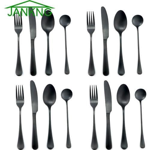 4Pcs/Lot Stainless Steel Cutlery Set Dinnerware Matte Black Silverware Tableware Dinner Steak Knife Forks Salad Cake F