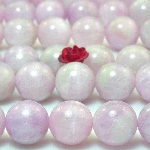 Natural Kunzite Purple Pink Smooth Round Loose Beads Wholesale Gemstone Semi Precious Stone Bracelet Necklace Diy Jewelry Making
