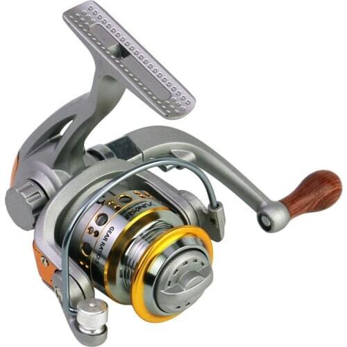 2020 New MINI Type Fishing Reel Wooden handshake 5.2: 1 Metal Fish Reel Exquisite Spinning Reel Fishing Gear Outdoor Tools
