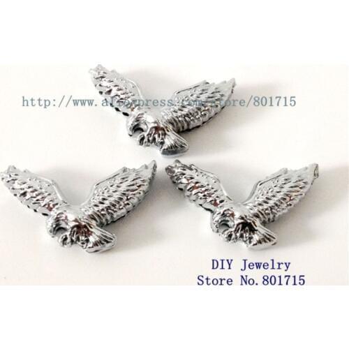 Wholesales 100pcs eagle Slide charm Internal Dia.:8mm zinc alloy through 8mm band pet collar key chain