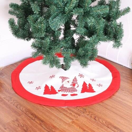 90cm Xmas Floor Mat Cover Home Party Decor Fashion Christmas Tree Skirt Chic Linen Carpet Floor Mat Cover for New Year