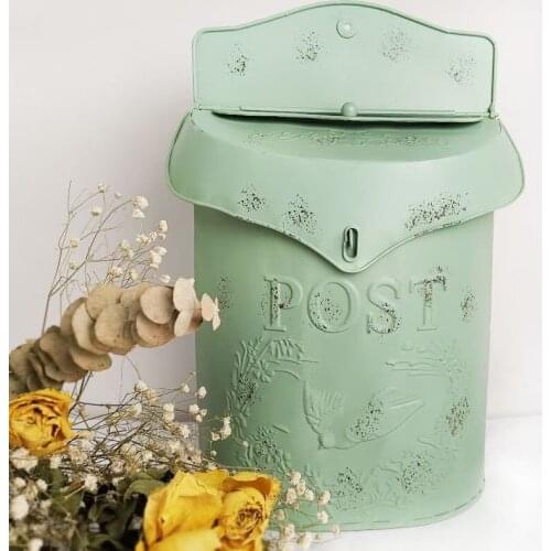 Garden French Country Wrought Iron Groceries Wall Decorations Vintage Distressed Mailbox Mailbox Flower Shop Storage Pendant