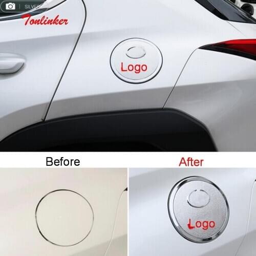 Tonlinker Exterior Car Tank Cover case Stickers with LOGO for Lexus UX 2019-20 Car Styling 1 PCS ABS Chrome Cover stickers