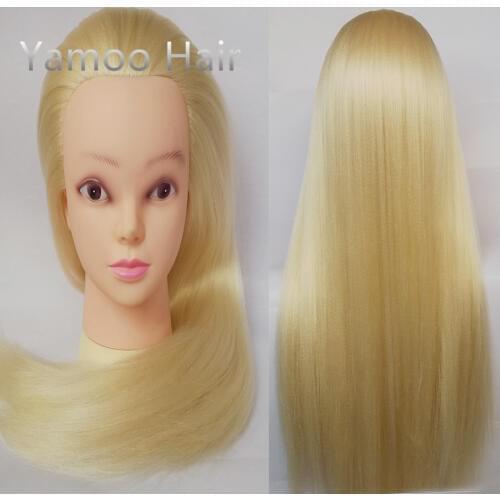 Yaki Blonde color Hiardressing Training hair Manequin Head female fashion 68cm synthetic heat fiber hair styling mannequins
