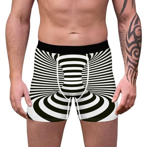 Hot 3d Spiral Print Underwear Men Cotton Boxer Homme Brand Mens Pantie Men Underpants Sexy Mens Shorts U Convex Pouch Cueca
